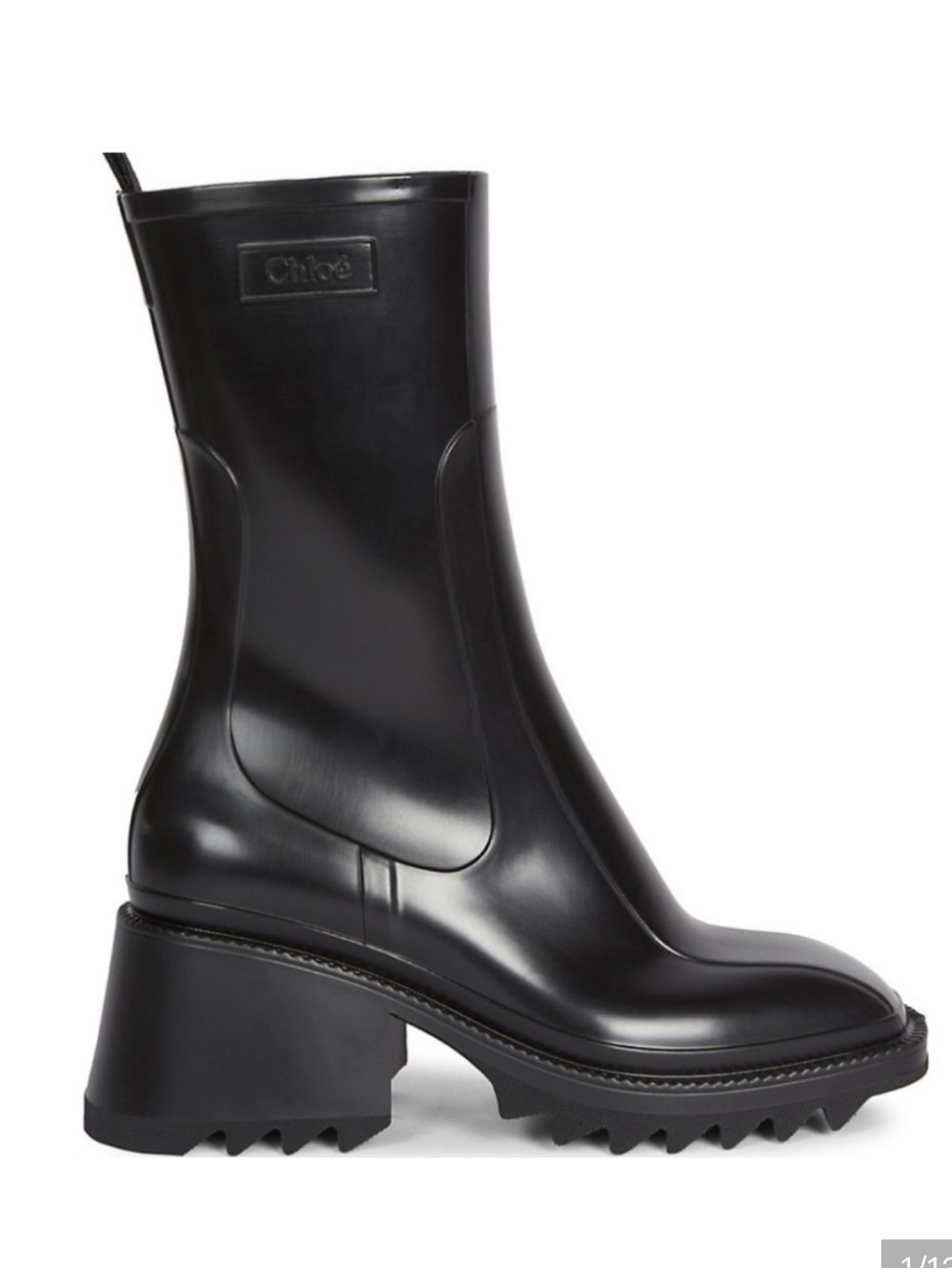Chloe Black Chunky Lug Rubber Rain Boots